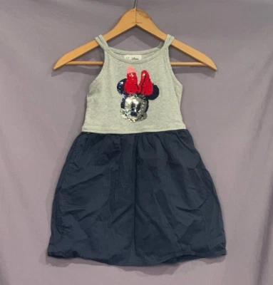 Vestido Gap Kids Disney Niños Talla S Minnie Mouse Lentejuelas Azul Marino y Gris Foto 1 de 3