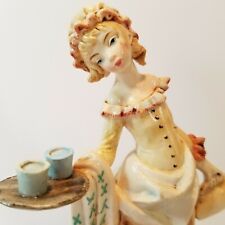 Fontanini Simonetti Tavern Girl Serving Drinks Depose Italy Marble Base 7.5"