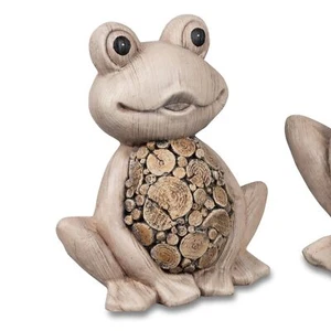 Dekofigur Frosch HOLZOPTIK H. 23cm braun Kunststein Formano Garten S25 - Bild 1 von 2