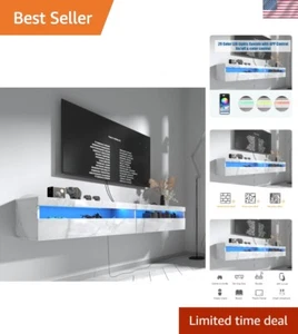 Floating TV Stand, Wall Mounted TV Shelf with Led Lights & Power Outlet, 71" ... - Picture 1 of 7