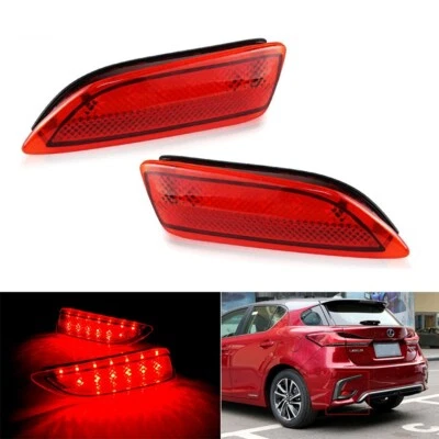 2x Red Lens LED Bumper Reflector Brake Light For 2011-2015 Lexus CT 200h CT200h - Image 1 of 4