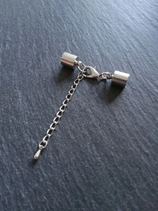 4 Antique Silver End Cap Sets for 6.5mm Cord with Extender Chain (7mm end caps) - Imagen 1 de 6