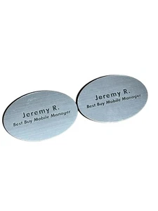 2 X Best Buy Mobile Manager Jeremy R Employee Name Badge Tag Magnetic - Picture 1 of 2