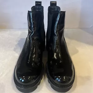 PAUL GREEN BLACK CRINKLED BUCKLE BOOTS SIZE 7 No Box - Picture 1 of 24