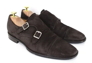 SUITSUPPLY Men Formal Shoes EU40.5 Dark Brown Suede Double-Buckled Low-Top - Picture 1 of 15