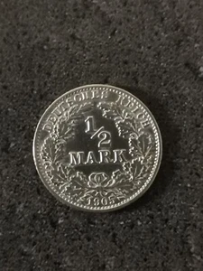 1/2 MARK ARGENT 1905 G KARLSRUHE WILHELM II ALLEMAGNE / GERMANY SILVER - Picture 1 of 2