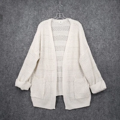 BKE пряжка кардиган женщин L большой белый открытый передний длинным рукавом туника свитер - Изображение 1 из 4