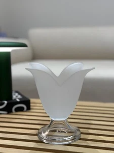 Lalique Style Art Nouveau Frosted Tulip Glass Vase - MCM Decor Candle Holder - Picture 1 of 6