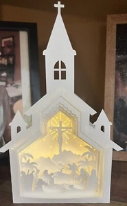 Stampin Up Weihnachtskrippe Winter beleuchtet Kirche Laterne Schattenkasten - Bild 1 von 4