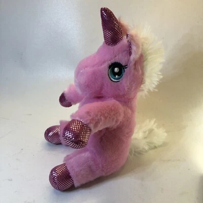 Dan Dee Collectors Choice Pink Unicorn Plush Shimmer Sparkle Sitting Down 8in - Image 1 of 4