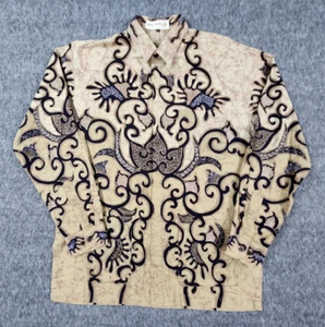 Vintage Batik Semar Shirt Mens Large Indonesian Cloth Traditional Tribal Art - Picture 1 of 20
