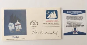 Copertina primo giorno autografata firmata Thor Heyerdahl BAS Beckett Cert Explorer 1 - Foto 1 di 1
