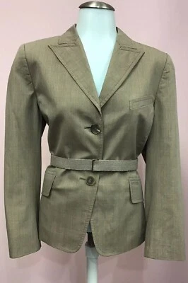 AKRIS Punto 10 Marrón Rojo Cuadros Algodón Cinturón Diseñador Mujer Chaqueta Blazer Foto 1 de 4