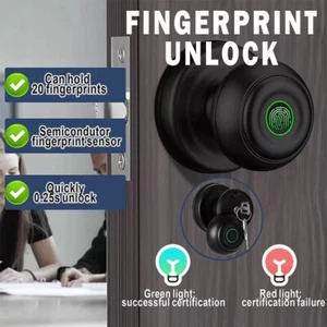Smart Türknauf Fingerabdruck Türschloss Knopf mit App Control Biometrie Tuya - Bild 1 von 47