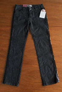 NWT SO BRAND Kohls Girls Size 10 Black Basic Skinny Sequin Stripe Denim Jeans - Picture 1 of 11
