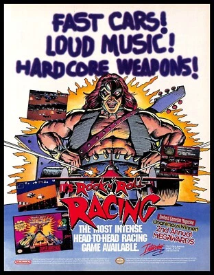 1994 Rock N Roll Racing Retro Video Game PRINT AD Interplay Super Nintendo - Image 1 of 4