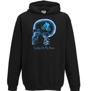 Cycling on The Brain Kids Funny Hoodie Bike Bicycle Mountain Road BMX Boys - Picture 1 of 2