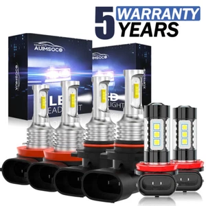 For Toyota Highlander 2014-2019 LED Headlight + Fog Light Bulbs Combo Kit 10000K - Picture 1 of 17