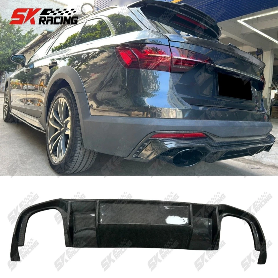 Kit de lábios difusor traseiro forjado/fibra de carbono adequado para Audi A4 allroad 2020-25 - Imagem 1 de 4