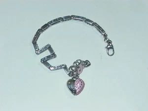 Brighton Power of Pink 2012 Bracelet Silver Heart Pink Crystals Cancer Awareness - Picture 1 of 3
