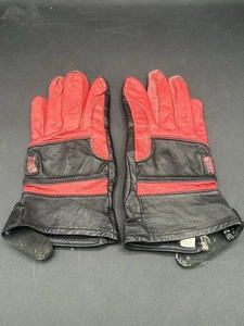 Tour Master Leather Motorcycle Racing Gloves Black Red Size Small Vintage - Picture 1 of 6