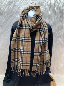 Vtg Burberry London 100% Lambswool Scarf Made in England “Nova Check” Beige NOS - Picture 1 of 13