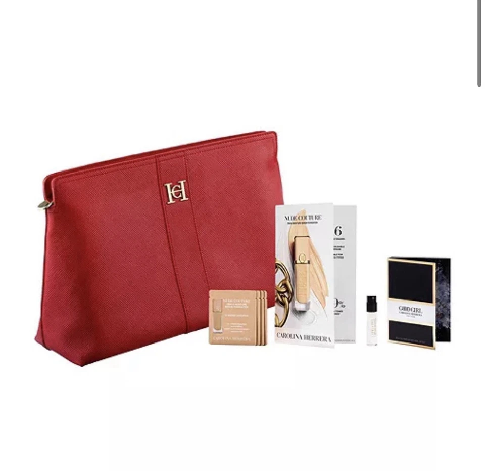 Carolina Herrera Bolso Clutch Rojo Cosmético Imitación Cuero Nuevo Foto 1 de 1