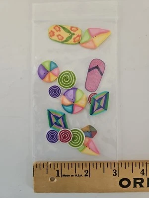 15X Just Another Button Company SUMMER FUN Polymer Clay Buttons for Cross-Stitch - Image 1 of 4