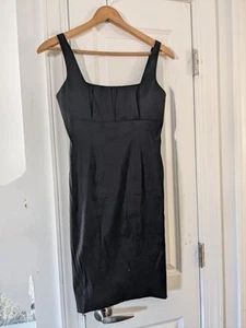Beautiful Calvin Klein Satin Black Sleeveless Mini Dress Size 4 - Picture 1 of 8