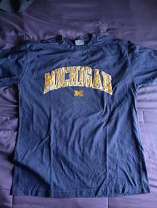 T-shirt blu Michigan Wolverines - taglia large - cucita su lettere - di P2 - Foto 1 di 7