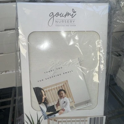 Goumi Nursery Changing Pad Cover Soft Bamboo Organic Cotton Fitted Beige - Image 1 of 2