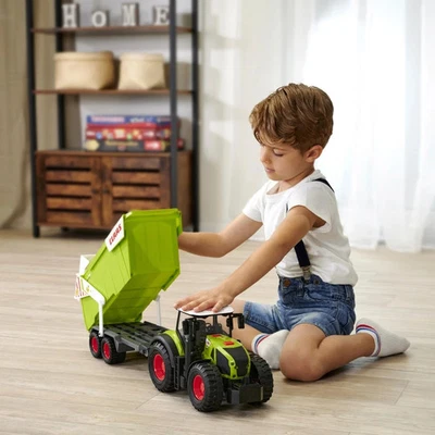 Dickie Toys CLAAS Farm Tractor & Trailer Set Kids Toy Vehicle Farming Play Set - Image 1 of 4