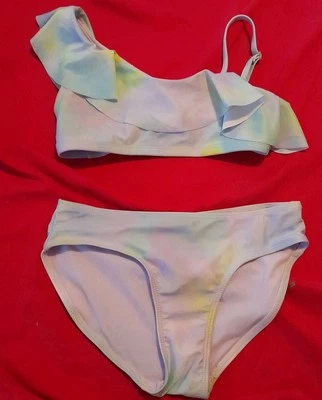 Girls Justice Tie dye Swimsuit Size 10 Purple, blue, green, yellow - Image 1 of 2