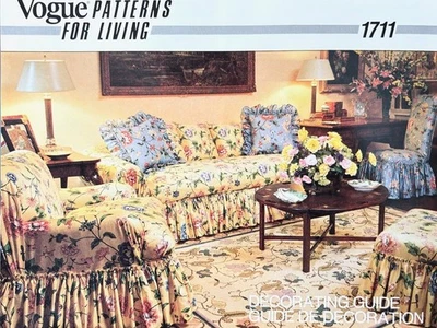 Vogue Sewing Pattern 1711 Sofa Couch Chair Covers Cushion Seat Ottoman Armchair - Image 1 of 4