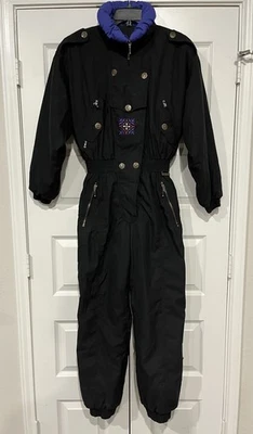 Vintage Innsbruck Skiing Passport Black Embroidered Snow Ski Suit Women’s Size 8 - Image 1 of 4