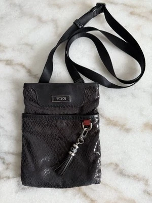 TUMI BLACK LEATHER MINI  CROSSBODY BAG - Image 1 of 4