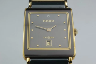 [Near MINT]  Rado DiaStar 160.0281.3N Quartz Ceramic Black Gold Unisex Watch  - Image 1 of 4