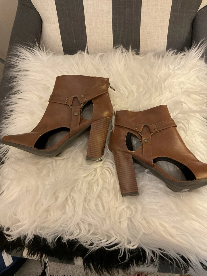 Mujeres Nuevo sin Caja Vestido Botines Tacón Bloque Cremallera Lateral Punta Redonda Imitación Cuero Zapatos Foto 1 de 3