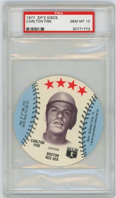 1977 Zip'z Discs Carlton Fisk PSA 10 - Image 1 of 2