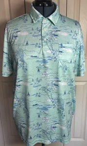 Men’s IZOD Saltwater Short Sleeve Polo Tropical Theme Sz XL Teal - Picture 1 of 8