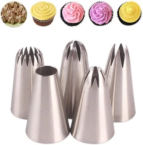 iDopick 5Pcs Large Piping Tips Stainless Steel, Piping Tips Piping Nozzles Ca... - Picture 1 of 13