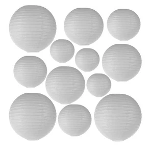 12Pcs White Paper Lanterns - Chinese Japanese Round Hanging Lamp for Wedding,... - Picture 1 of 7
