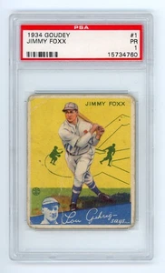 1934 Goudey JIMMY FOXX #1 Big League Chewing Gum Vintage Baseball PSA 1 - Picture 1 of 3