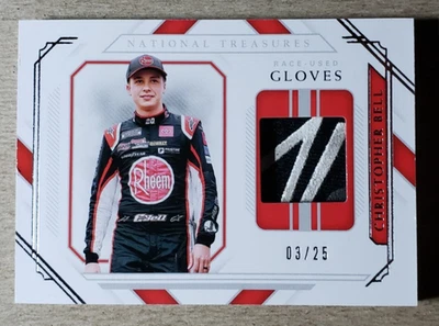 2021 Panini National Treasures Racing Christopher Bell Race Used Worn Gloves /25 - Image 1 of 2