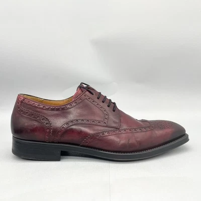 Magnanni Mens 9.5 M Wingtip Oxford Shoes Oxblood Leather Brogue Derby Medallion - Image 1 of 4