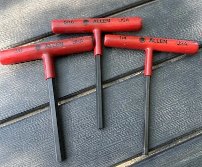 Allen T Handle Allen Hex Wrench Lot Of 3. 3/8 5/16 Never Used 1/4 Little Wear. - Image 1 of 4