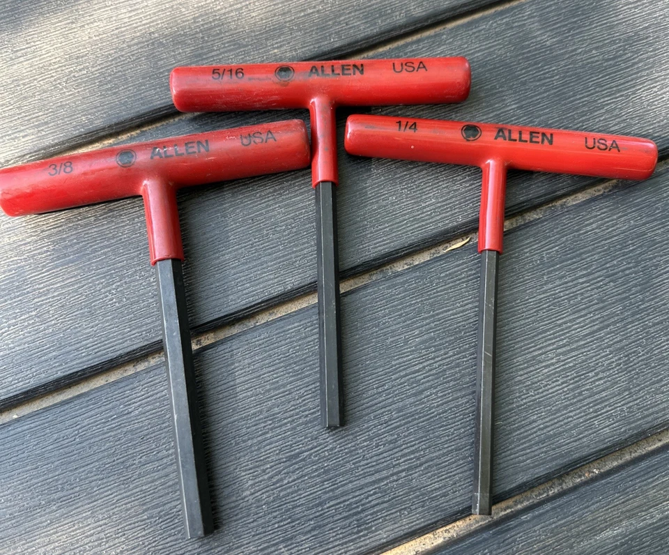 Allen T Handle Allen Hex Wrench Lot Of 3. 3/8 5/16 Never Used 1/4 Little Wear. - Image 1 of 4