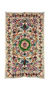 Indien Traditional Wall Hanging Aari Embroidered Floral Mirrored 76 x 126 cm - Picture 1 of 5