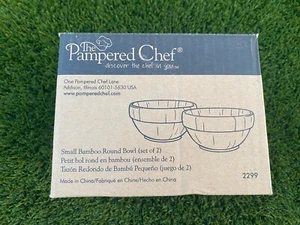 The Pampered Chef Small Bamboo Round Bowl (Set of 2) #2299 NIB - Picture 1 of 4