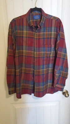 Vtg Pendleton Shirt Mens L Plaid LOBO Red Blue Aztec Wool Blend Flannel USA - Image 1 of 4